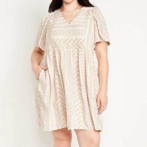 Old Navy Cream Geo-Print Mini Dress